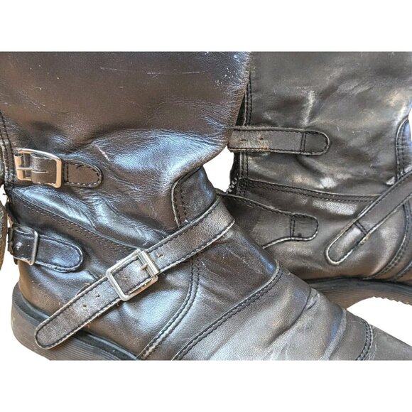 Rare Dr Martens Distressed Moto Boots Mens 8 Metallic Gray Zip VTG Grunge Punk - Picture 15 of 16